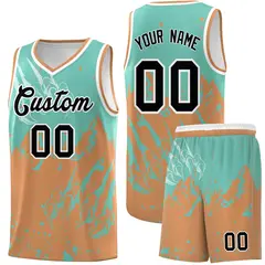 Bright Green Buckskin Brown Snow Mountain Beast Pattern Basketball Jersey 1