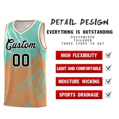 Bright Green Buckskin Brown Snow Mountain Beast Pattern Basketball Jersey 2