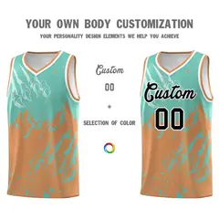 Bright Green Buckskin Brown Snow Mountain Beast Pattern Basketball Jersey 3