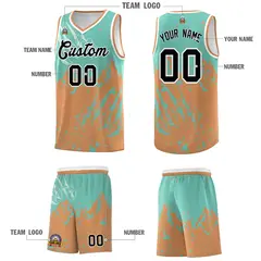 Bright Green Buckskin Brown Snow Mountain Beast Pattern Basketball Jersey 5