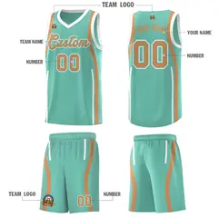 Bright Green Buckskin Brown White Ribbon Pattern Basketball Kit 5