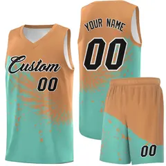 Bright Green Buckskin Brown Wing Pattern Basketball Jersey 1