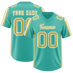 Bright Green Champagne and White Side Stripe Football Jersey