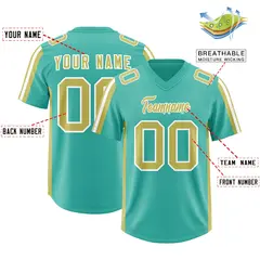 Bright Green Champagne and White Side Stripe Football Jersey 2