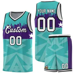 Bright Green City Silhouette Pattern Basketball Jersey