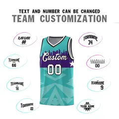 Bright Green City Silhouette Pattern Basketball Jersey 4
