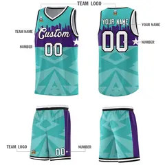 Bright Green City Silhouette Pattern Basketball Jersey 5
