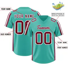 Bright Green Crimson and White Side Stripe Football Jersey 2