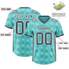 Bright Green Dark Gray All Star Graffiti Pattern Football Jersey 2