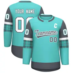 Bright Green Dark Gray Raglan Round-Neck Hockey Jersey 1