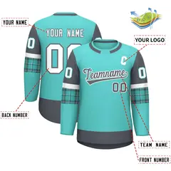 Bright Green Dark Gray Raglan Round-Neck Hockey Jersey 2