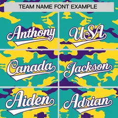 Bright Green Gold Purple Camo Sleeveless Baseball Jersey 3