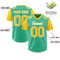 Bright Green Gold Star Pattern Raglan Sleeves Football Jersey 2