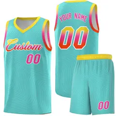 Bright Green Gold Wave Pattern Basketball Uniform Jersey 1