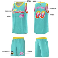 Bright Green Gold Wave Pattern Basketball Uniform Jersey 5
