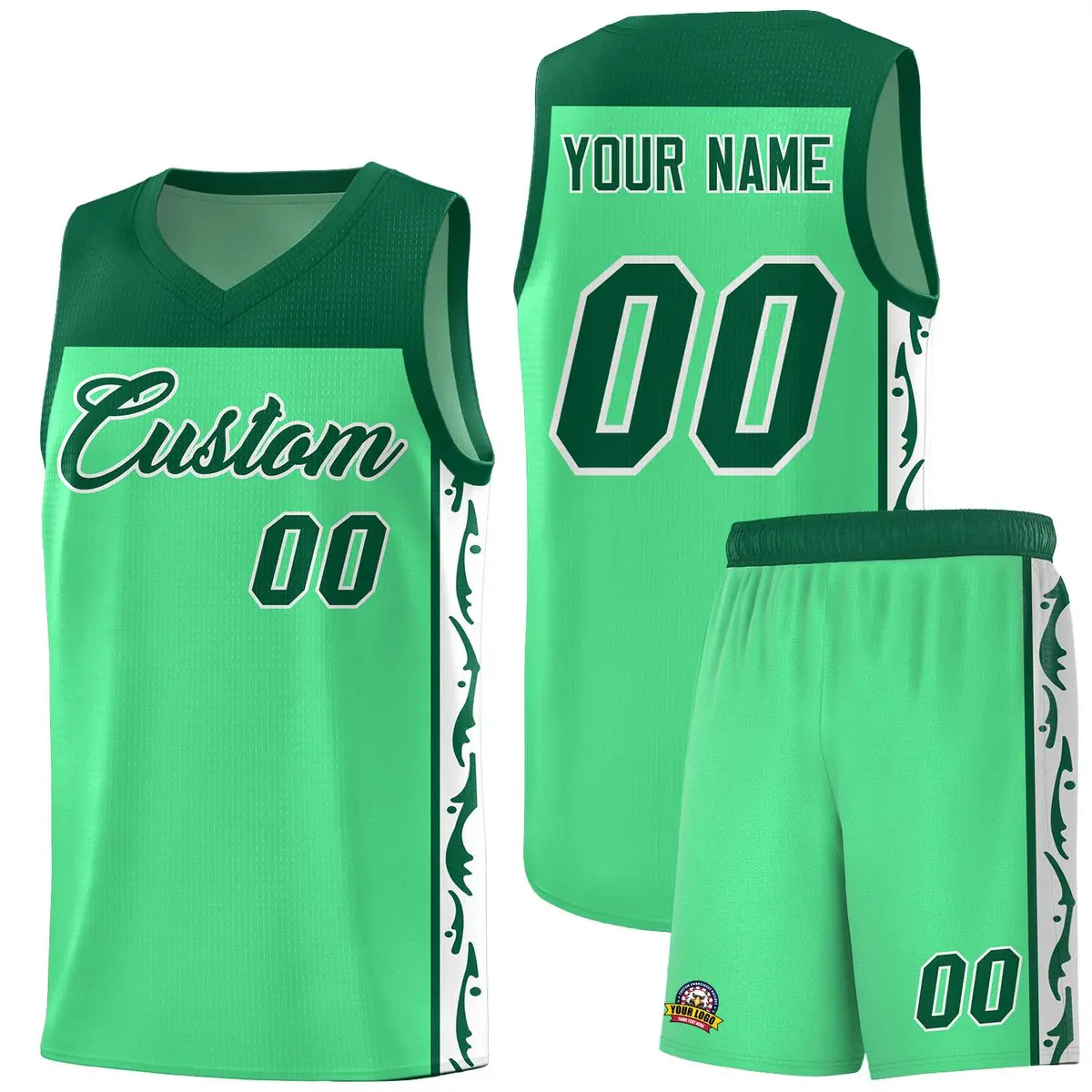 Bright Green Graffiti Side Pattern Basketball Jersey