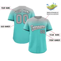Bright Green Gray Gradient Fashion Baseball Jersey 2