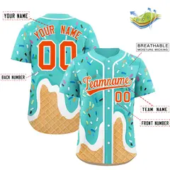Bright Green Ice Cream Cone Graffiti Baseball Jersey 2