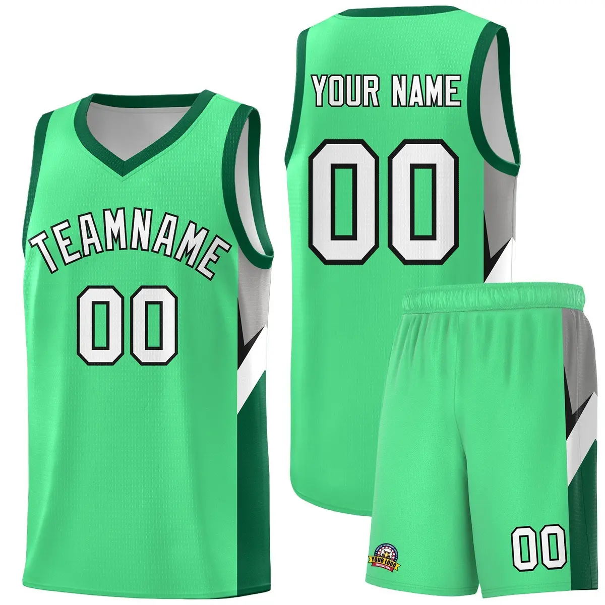 Bright Green Kelly Green Side Design Basketball Jersey Sets