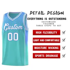 Bright Green Light Blue Dot Pattern Reversible Gradient Basketball Jersey Kits 3