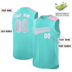 Bright Green Light Pink Classic Sleeveless Baseball Jersey 2