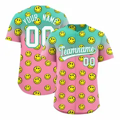 Bright Green Light Pink Graffiti Gradient Smile Baseball Jersey
