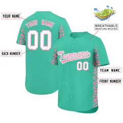 Bright Green Light Pink Leopard Graffiti Side Baseball Jersey 2