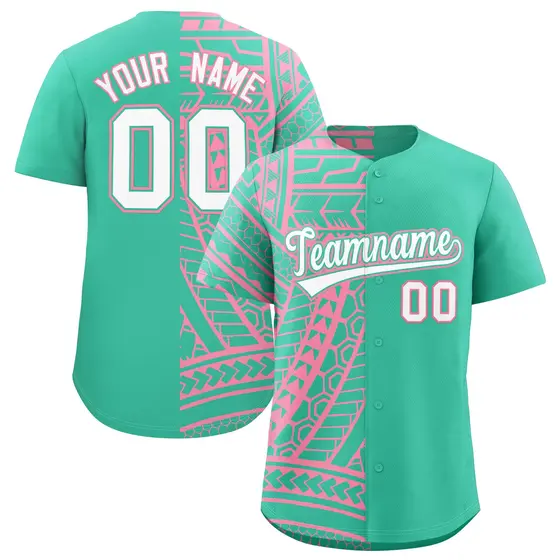 Bright Green Light Pink Split Tribal Pattern Baseball Jersey