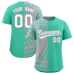 Bright Green Light Pink Split Tribal Pattern Baseball Jersey 1