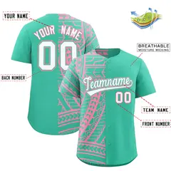 Bright Green Light Pink Split Tribal Pattern Baseball Jersey 2
