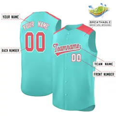 Bright Green Light Red Classic Sleeveless Baseball Jersey 2
