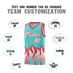 Bright Green Light Red Flame Hem Fashion Basketball Jersey 2