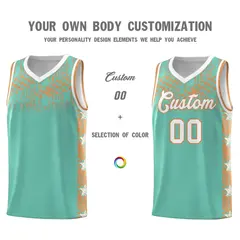 Bright Green Mosaic Stars Basketball Uniform Jersey 3