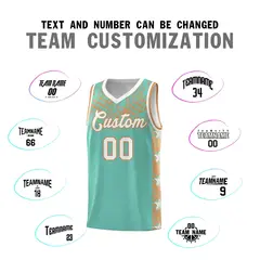 Bright Green Mosaic Stars Basketball Uniform Jersey 4