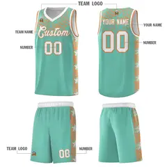 Bright Green Mosaic Stars Basketball Uniform Jersey 5