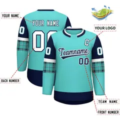 Bright Green Navy Raglan Round-Neck Hockey Jersey 2