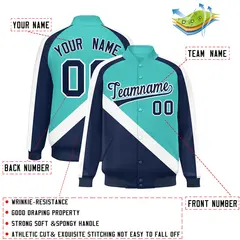 Bright Green Navy Raglan Varsity Letterman Baseball Jacket 2