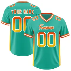 Bright Green Orange and Gold Gradient Sides Football Jersey 1