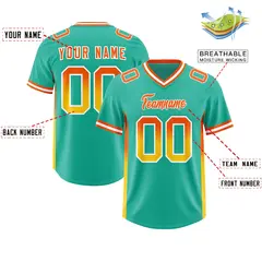 Bright Green Orange and Gold Gradient Sides Football Jersey 2