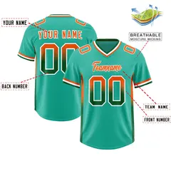 Bright Green Orange and Kelly Green Gradient Sides Football Jersey 2