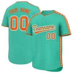 Bright Green Orange Color Block Side Dotted Line Baseball Jersey