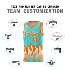 Bright Green Orange Flame Pattern Sports Basketball Jersey 4