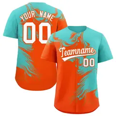 Bright Green Orange Ink Pattern Authentic Baseball Jersey 1