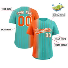 Bright Green Orange Pinstripe Gradient Baseball Jersey 2
