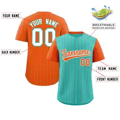 Bright Green Orange Pinstripe Raglan Baseball Jersey 2