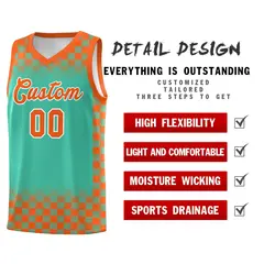 Bright Green Orange Plaid Basketball Jersey for Teams 2