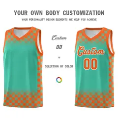 Bright Green Orange Plaid Basketball Jersey for Teams 3