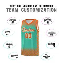 Bright Green Orange Plaid Basketball Jersey for Teams 4