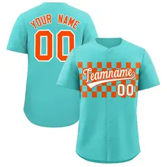 Bright Green Orange Plaid Fashion Authentic Baseball Jersey 1