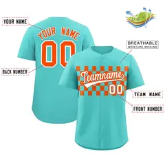 Bright Green Orange Plaid Fashion Authentic Baseball Jersey 2